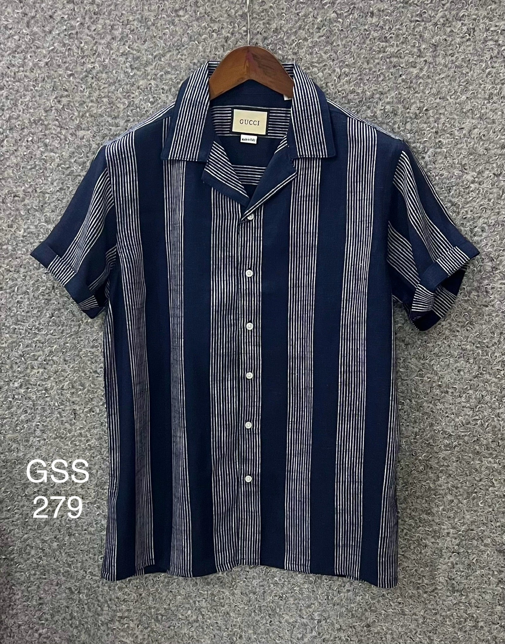 Premium Classic Cuban Collar Stripe Shirt GCST 279