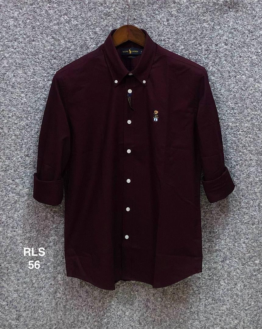 Premium Solid Oxford Cotton Shirt RLS Bear coffe 56 | Solid Shirt | Shirtology Bangladesh