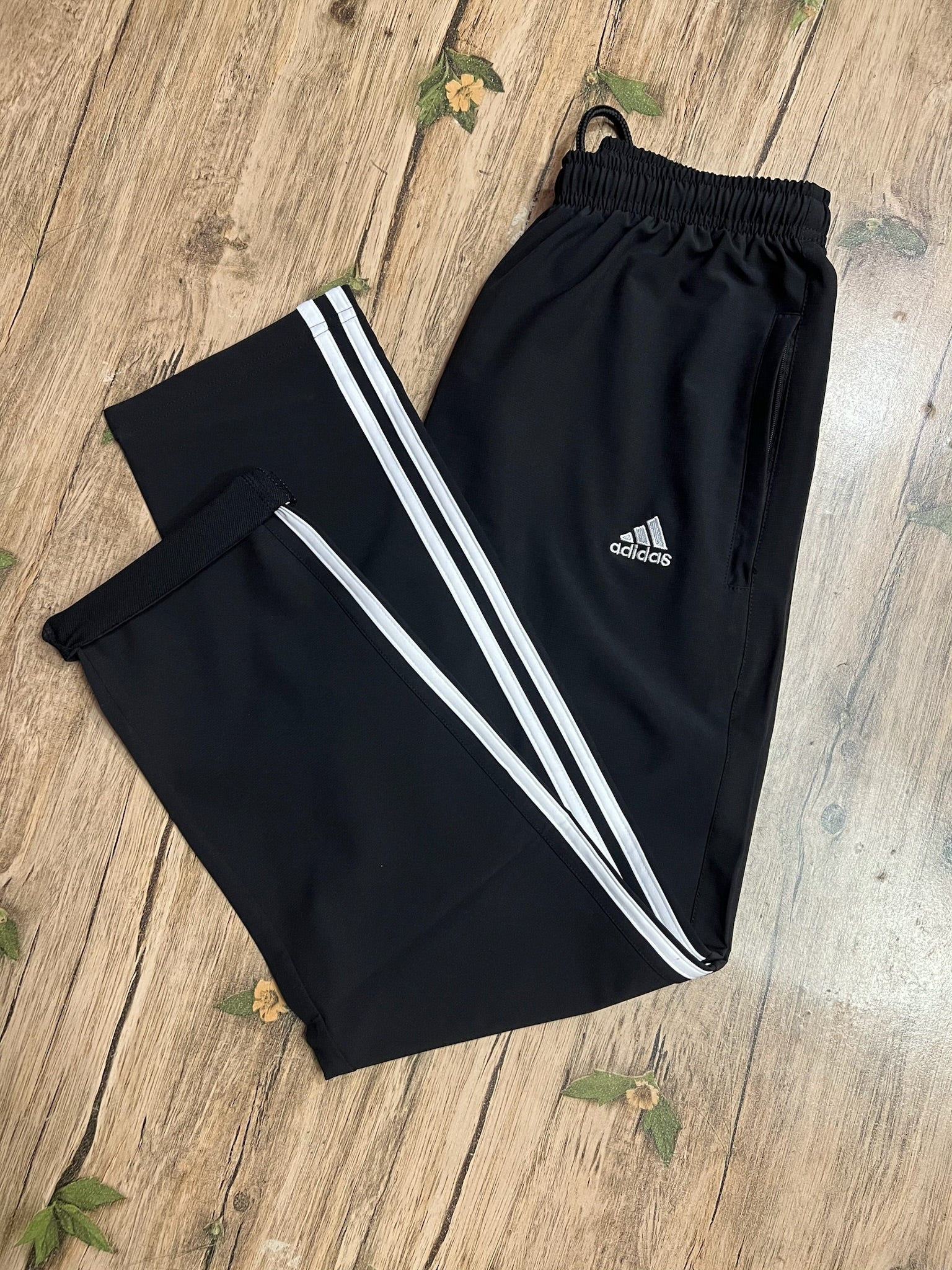 Performance Three-Stripe Half Style Track Pants Black white