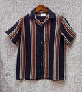 Premium Cuban Collar Bamboo Stripe Shirt GCST 372