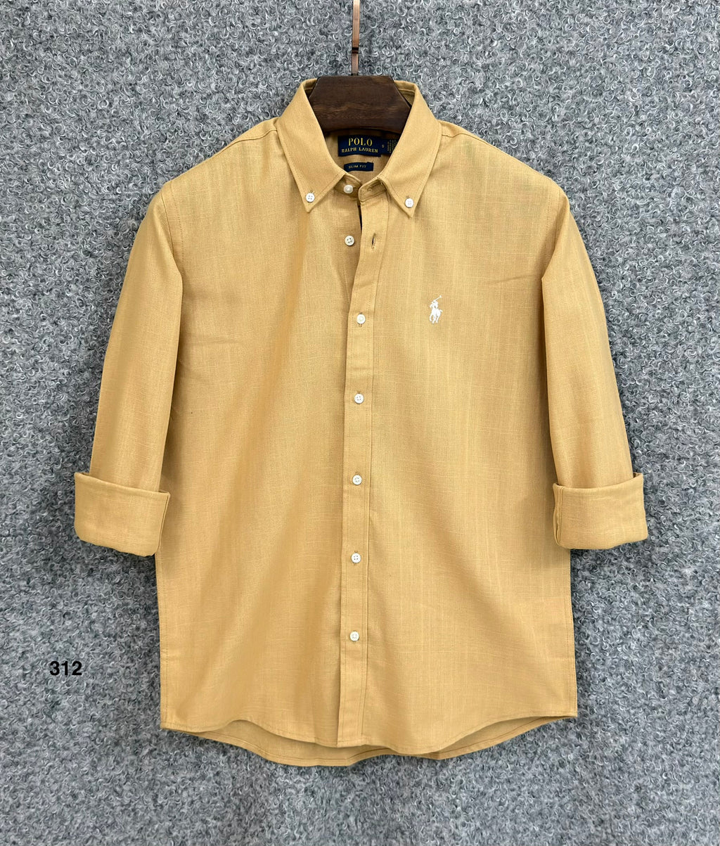 Luxury Linen Blend Solid Shirt with Cane Collar RLS 312
