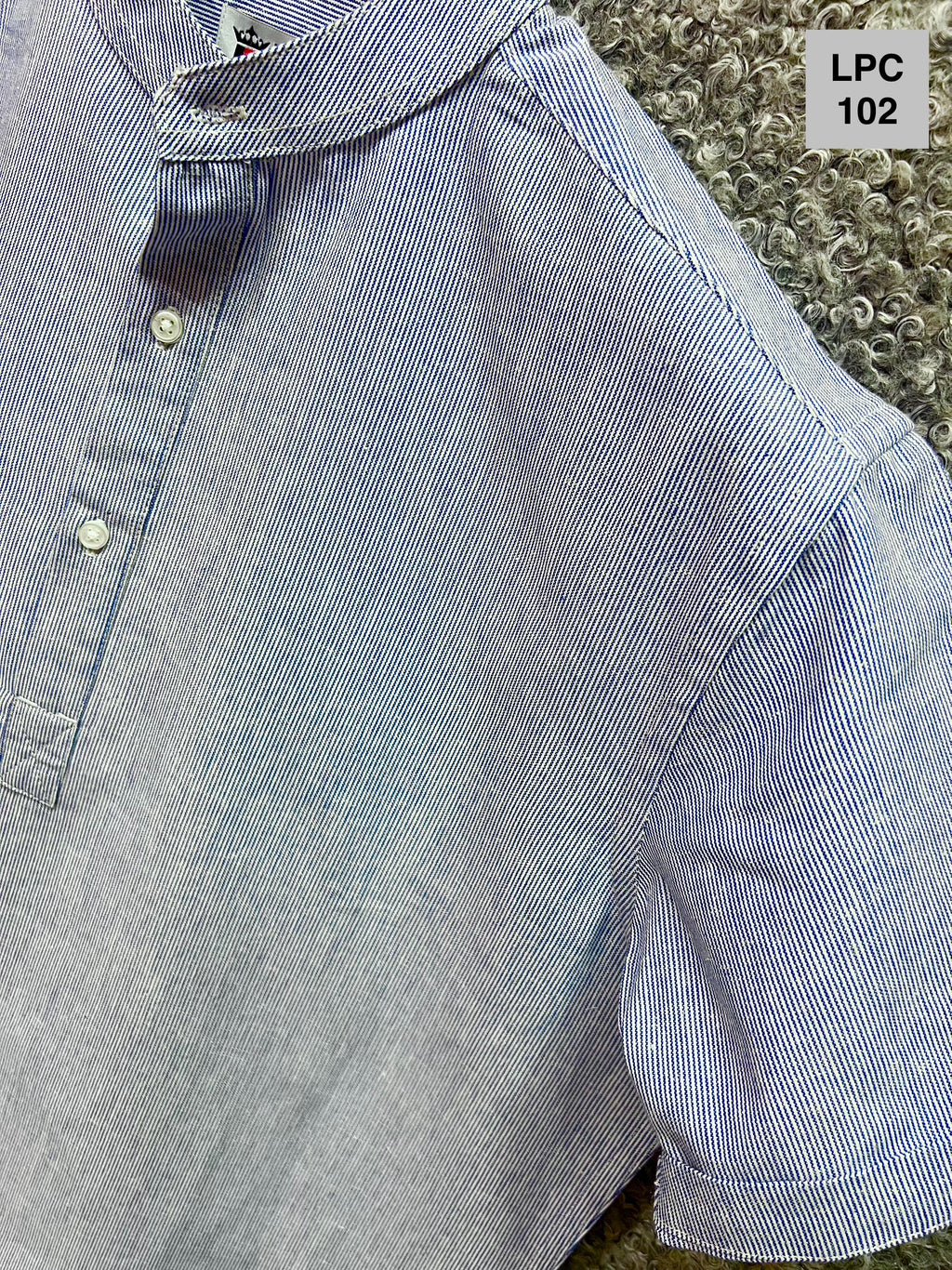 Mandarin Collar Micro-Stripe Box-Pleat Shirt 102