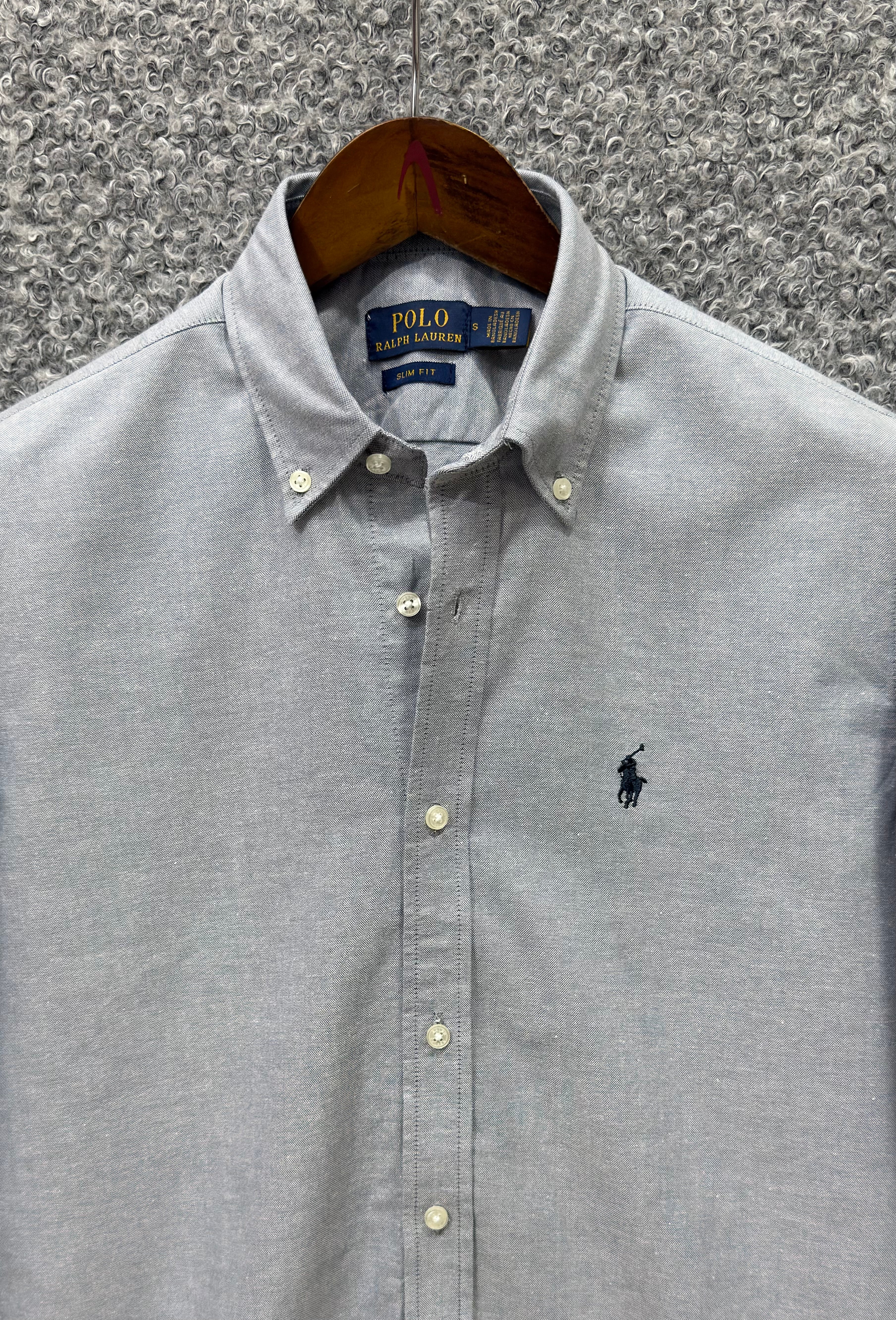 Premium Solid LOGO Oxford Cotton Shirt RLS Grey 207