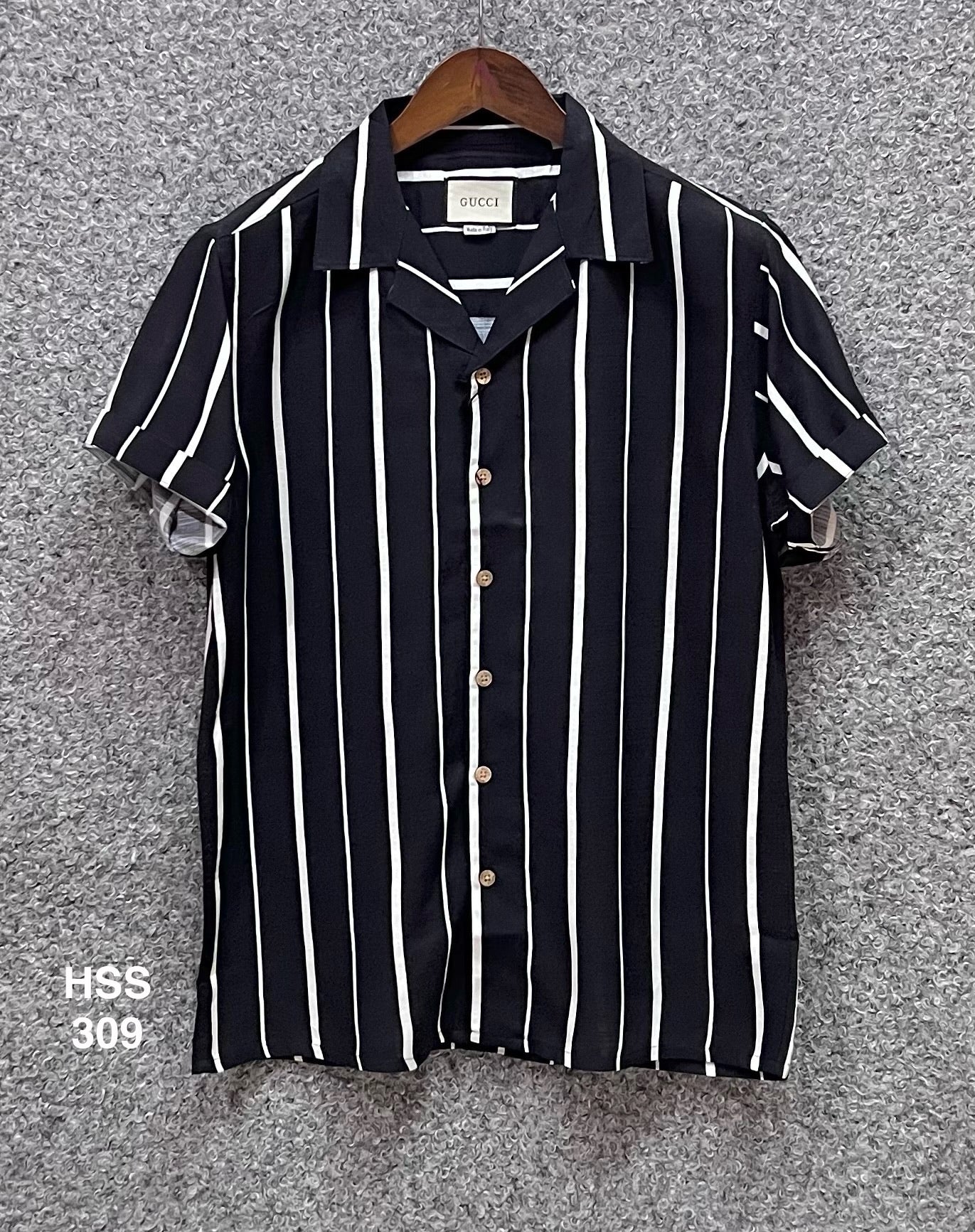 Premium Classic Cuban Collar Stripe Shirt GCST 309