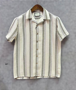 Premium Classic Cuban Collar Stripe Shirt | Cuban Collar Shirt | Shirtology Bangladesh