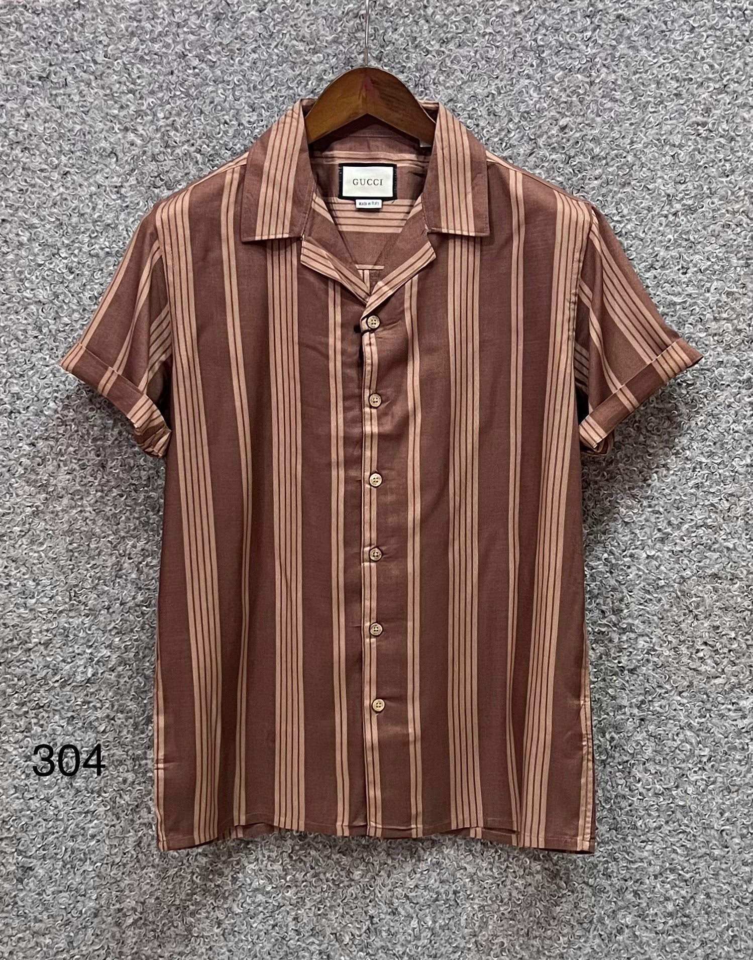 Premium Classic Cuban Collar Stripe Shirt GCST 304
