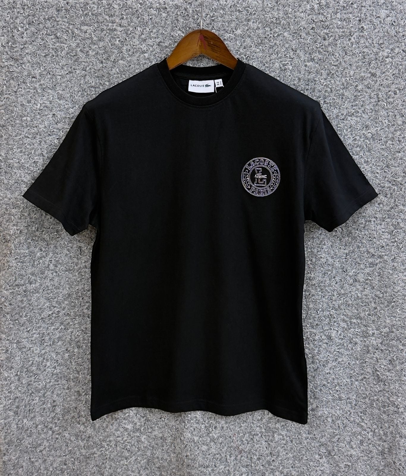 Premium RoundEmbroidery Lacoste Tshirt LKSRET Black