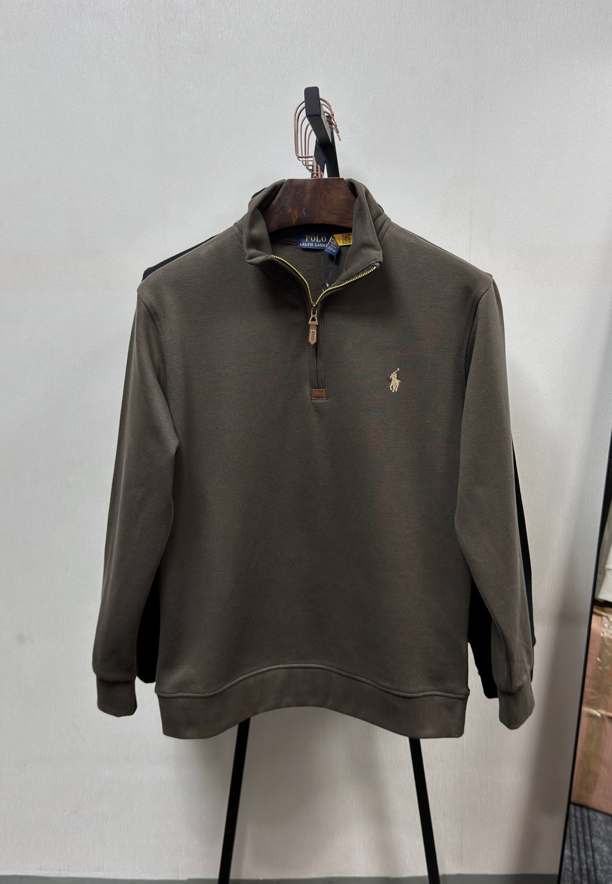 Premium Half Zip Pullover Jacket Taupe Grey 07