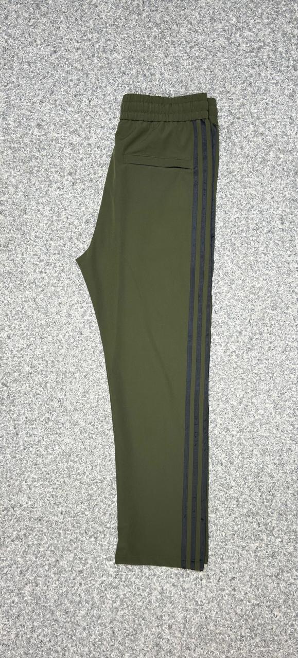 Performance Three-Stripe Full Baggy Style Track Pants Olive &Black