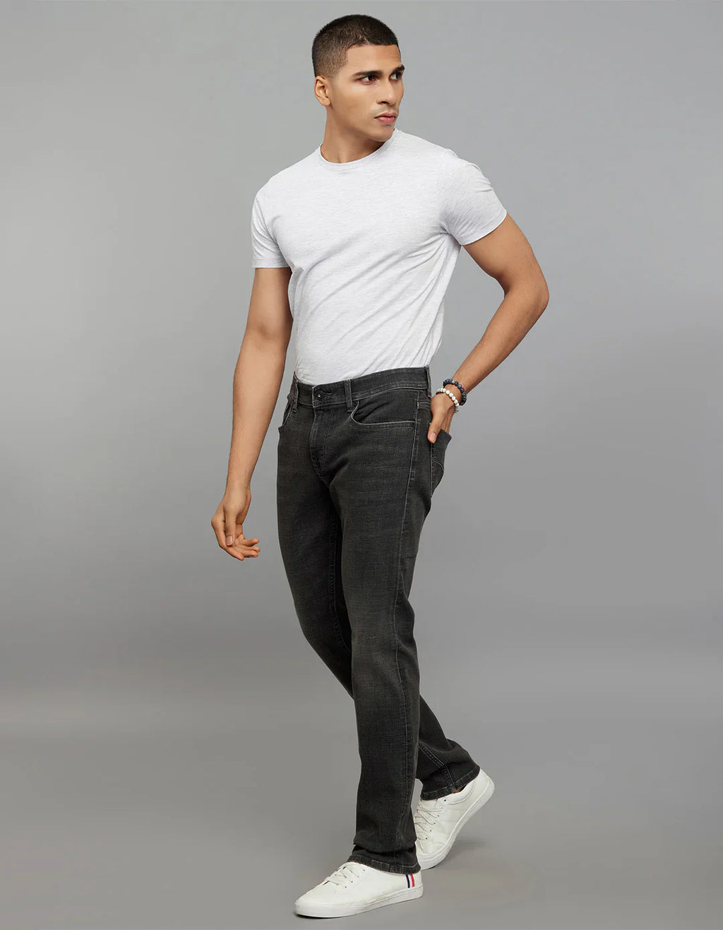 Grey 5 Pocket Mid-Rise Slim Straight Fit Classic Stretch Jeans RJ6416 | Denim pant | Shirtology Bangladesh
