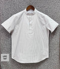 Mandarin Collar Micro-Stripe Box-Pleat Shirt 107