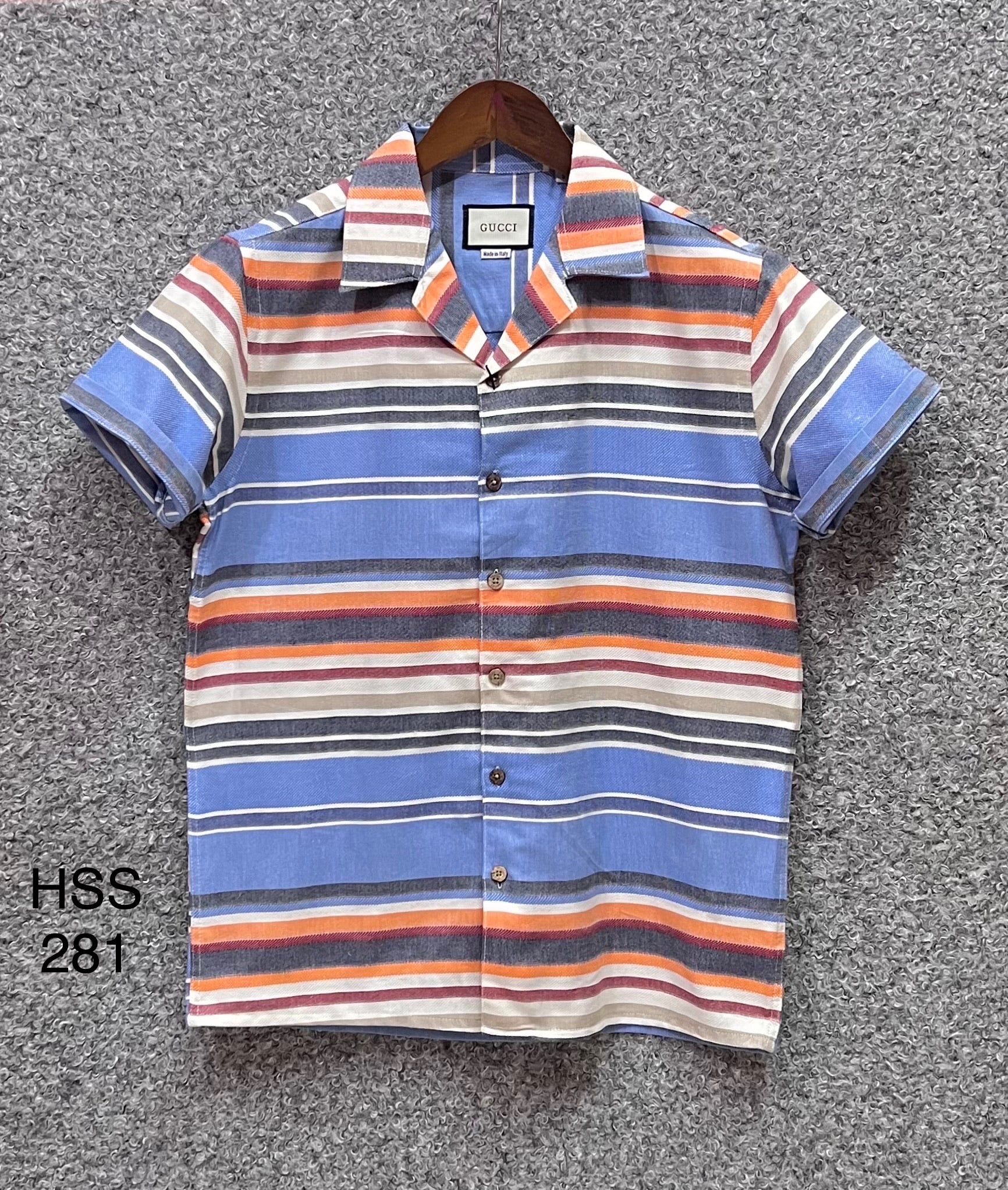 Premium Classic Cuban Collar Stripe Shirt GCST 281