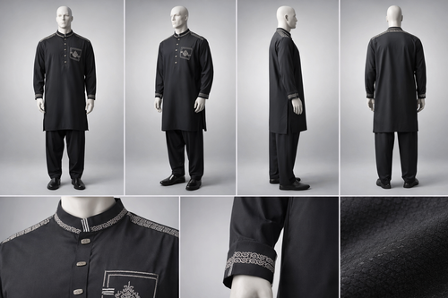 Gatsby Premium Panjabi for Men – Classic Fit | Eid & Festive Wear 03_BLACK
