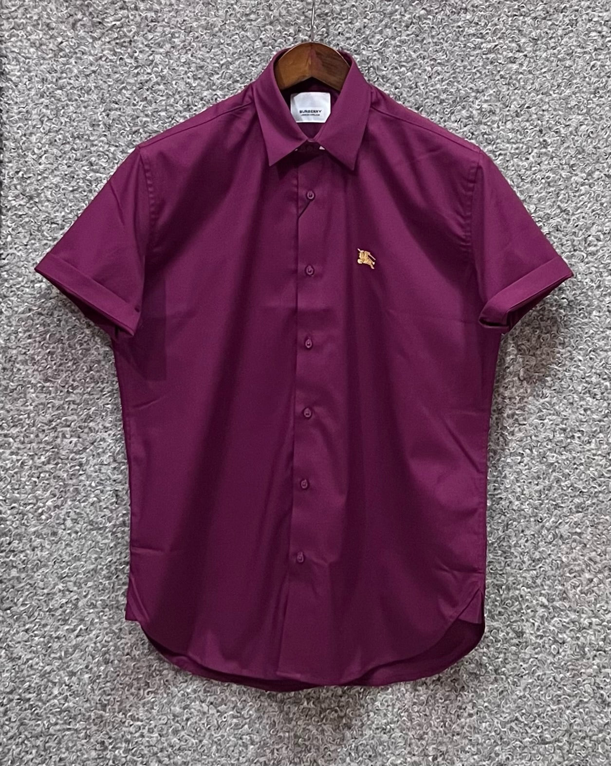 Premium Half Sleeve Solid Shirt BRSS maroon golden logo | Short Sleeve Solid Shirt | Shirtology Bangladesh