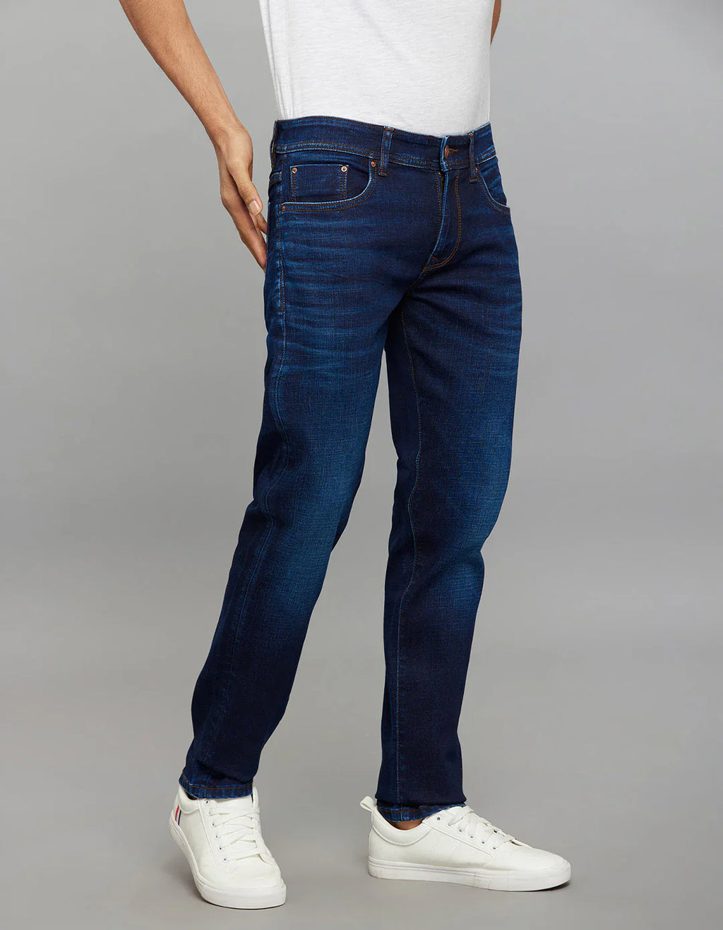 Rookies Mid-Rise Slim Straight Fit Classic Jeans - Dark Blue RJ6399