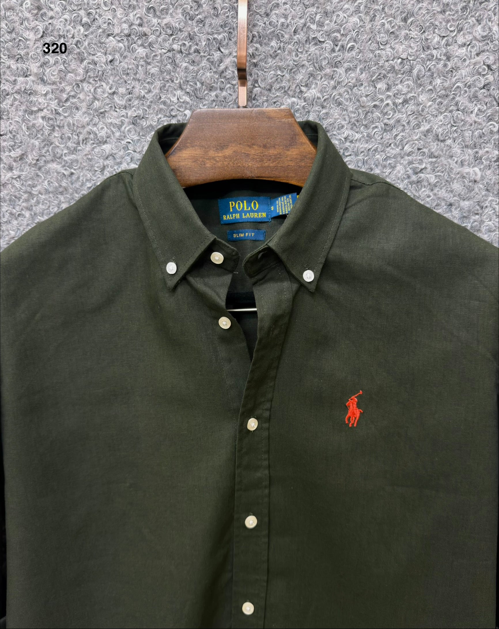 Luxury Linen Blend Solid Shirt with Cane Collar RLS Green 320