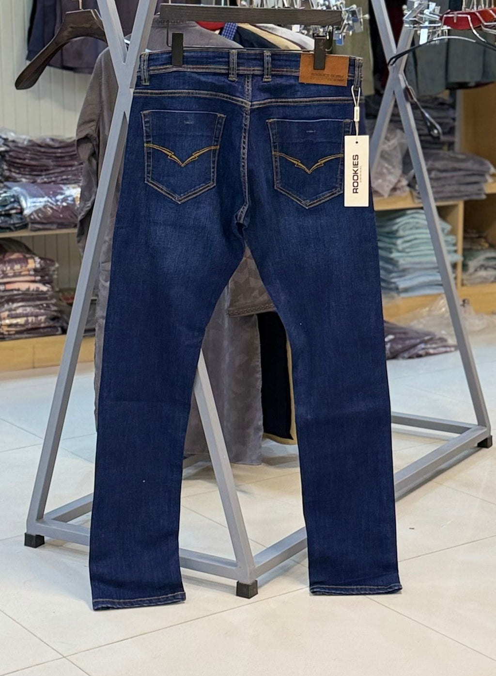 Deep Blue 5 Pocket Mid-Rise Slim Straight Fit Stretch Jeans RJ6384