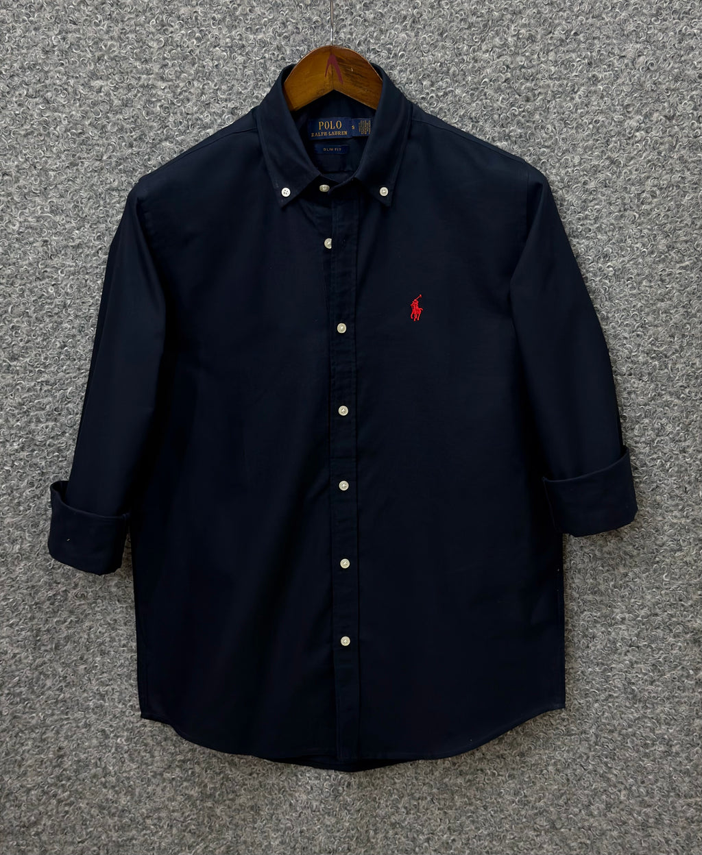 Premium Solid LOGO Oxford Cotton Shirt RLS Navy 203 | Solid Shirt | Shirtology Bangladesh