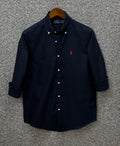 Premium Solid LOGO Oxford Cotton Shirt RLS Navy 203 | Solid Shirt | Shirtology Bangladesh