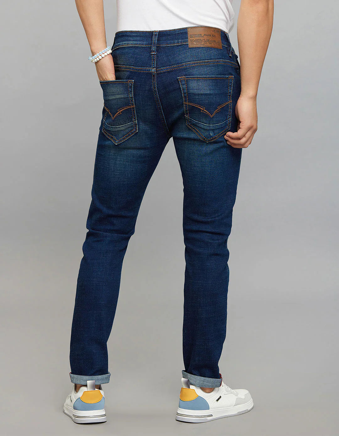 Rookies Denim Tapered Ankle-Length Stretch Jeans - Dark Blue RJ6274