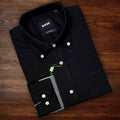 Premium Solid Oxford Cotton Shirt HBS Black 153