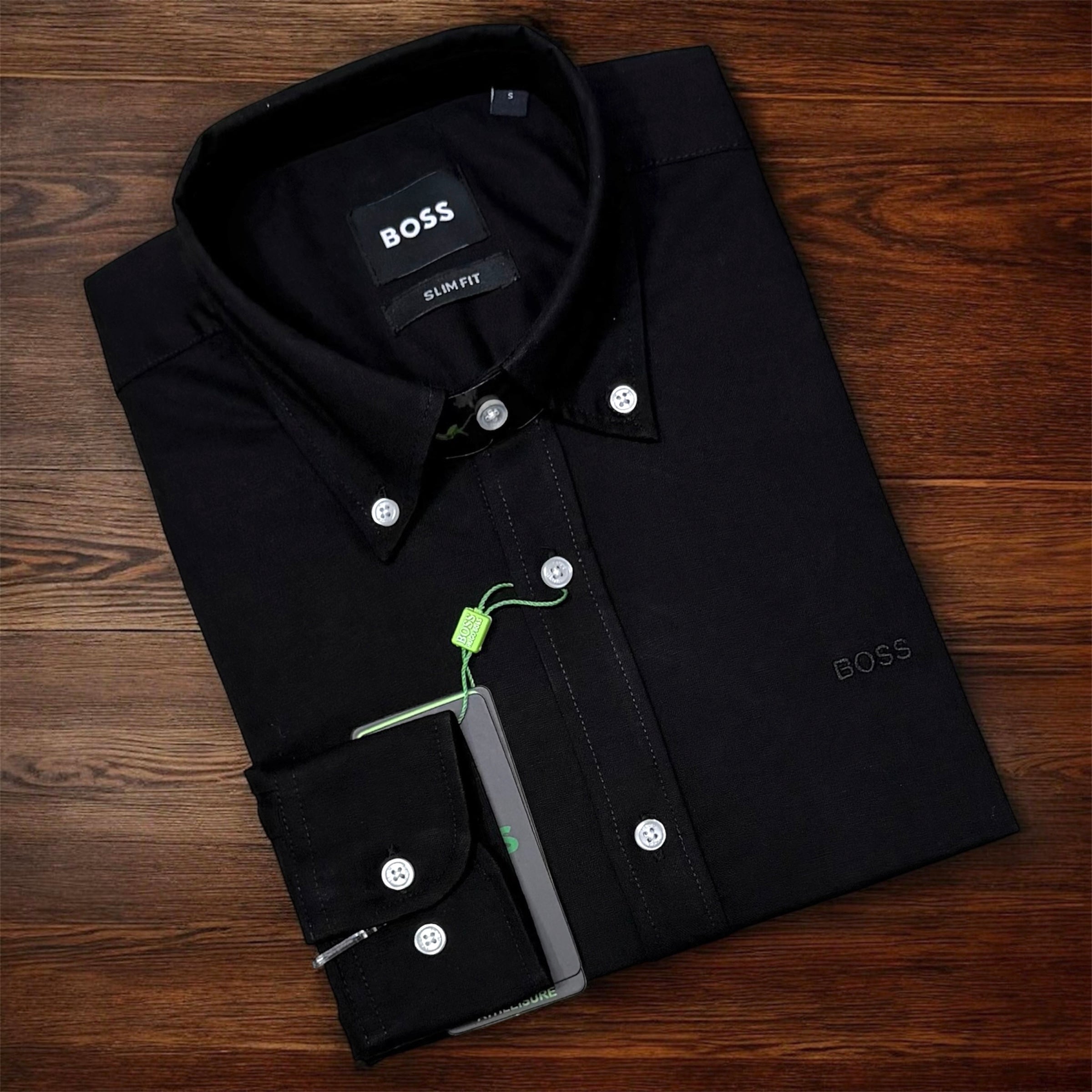 Premium Solid Oxford Cotton Shirt HBS Black 153