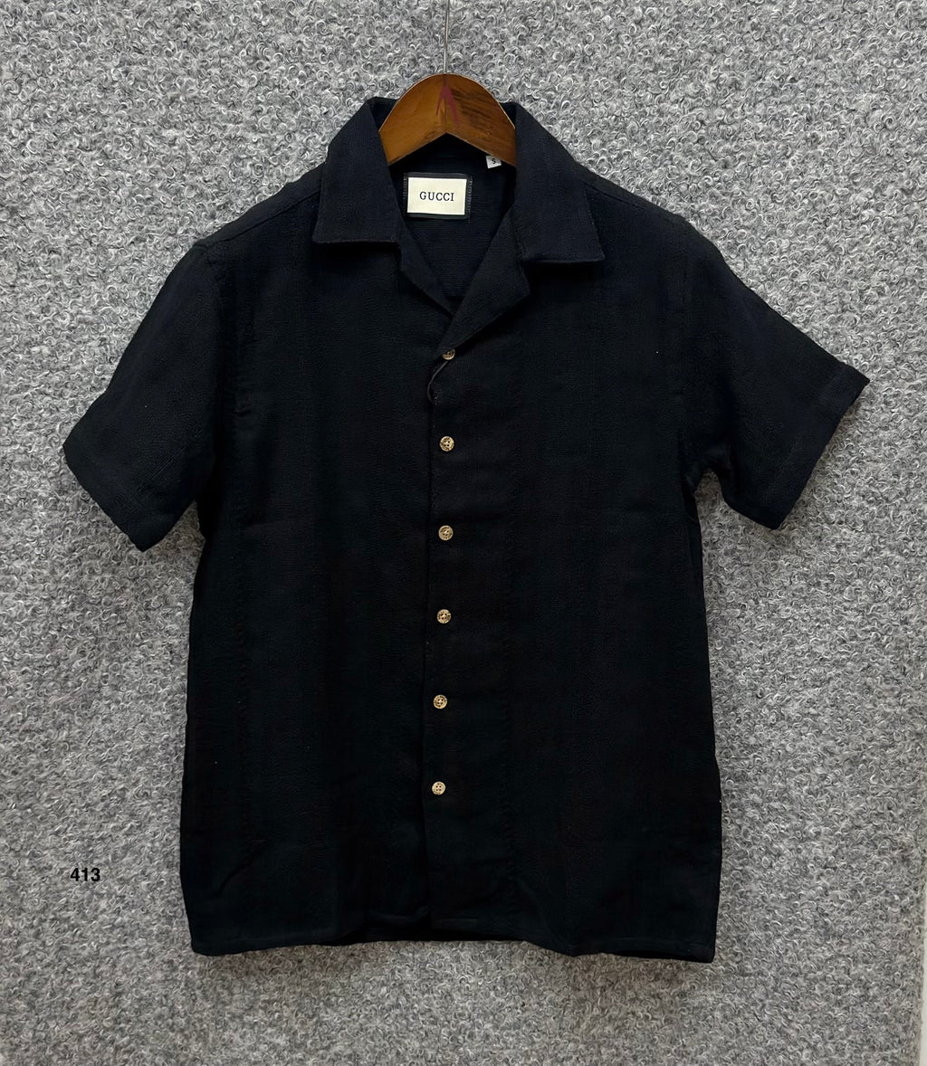 Premium Classic Cuban Collar Stripe Shirt GCST 413