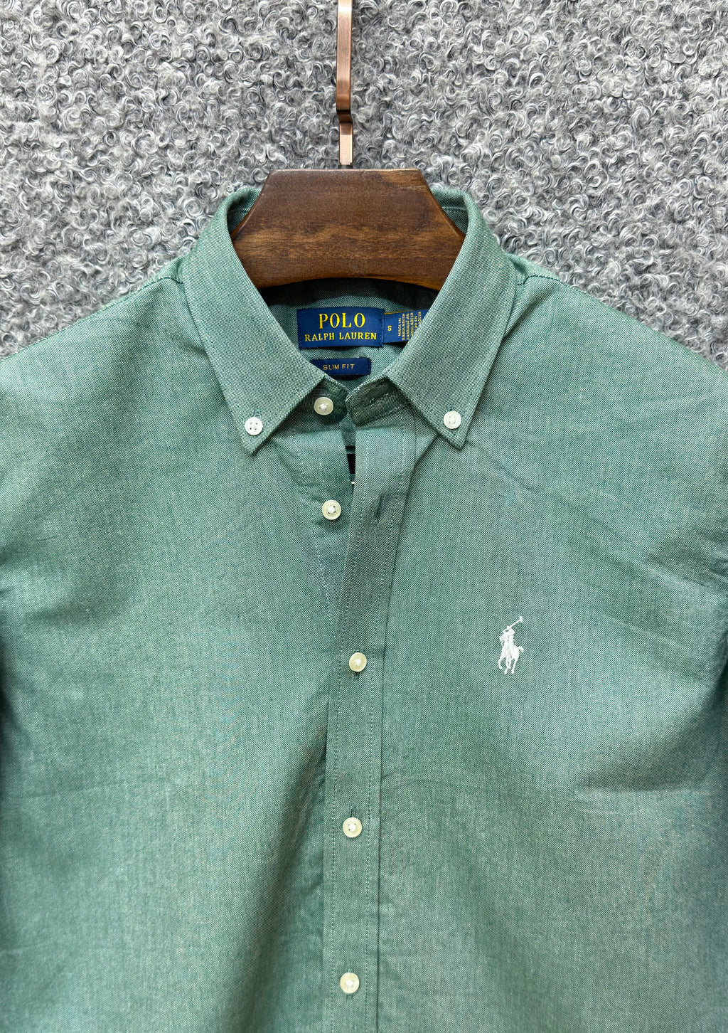 Premium Solid Logo Oxford Cotton Shirt RLS C-Green 150