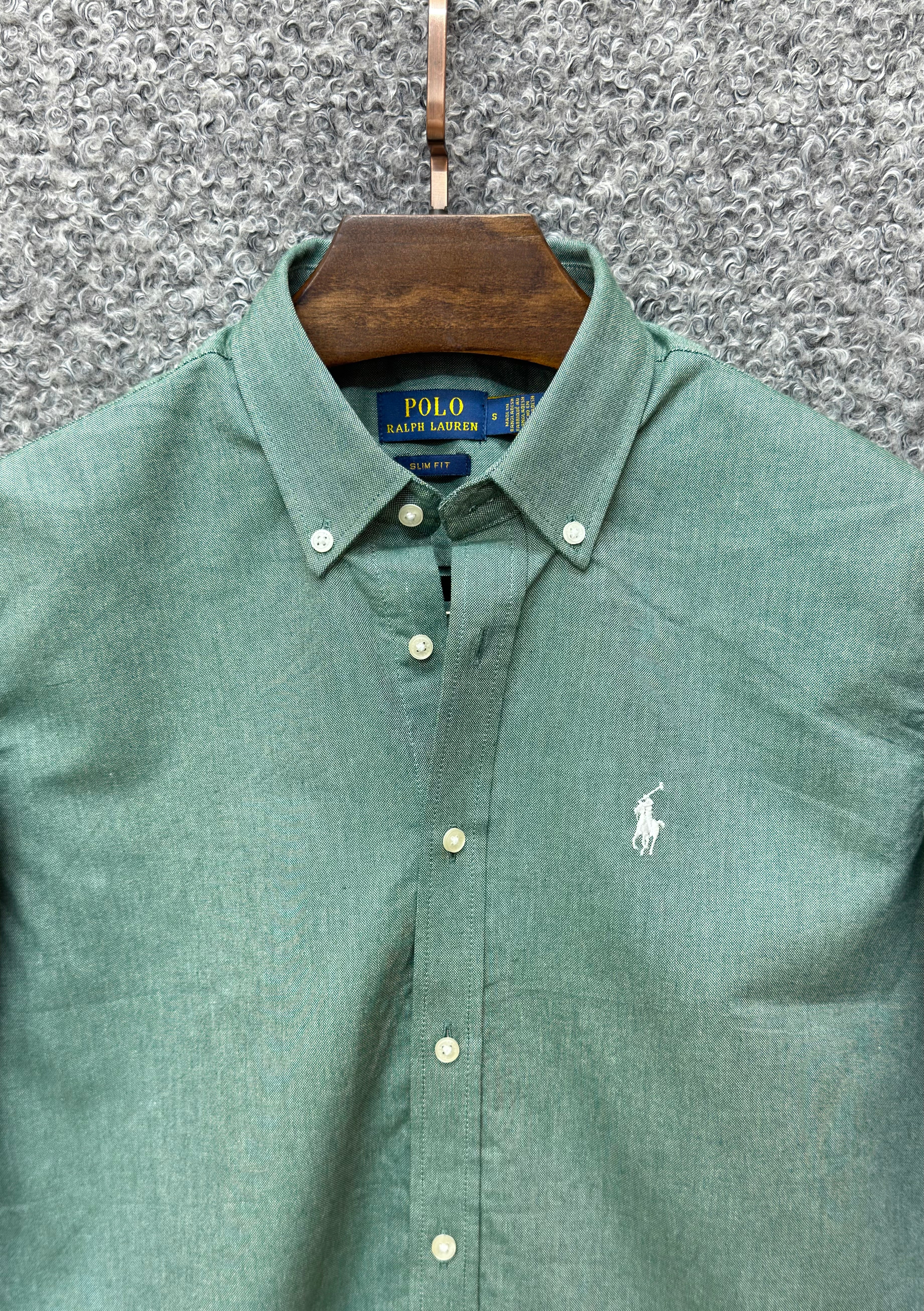 Premium Solid Logo Oxford Cotton Shirt RLS C-Green 150