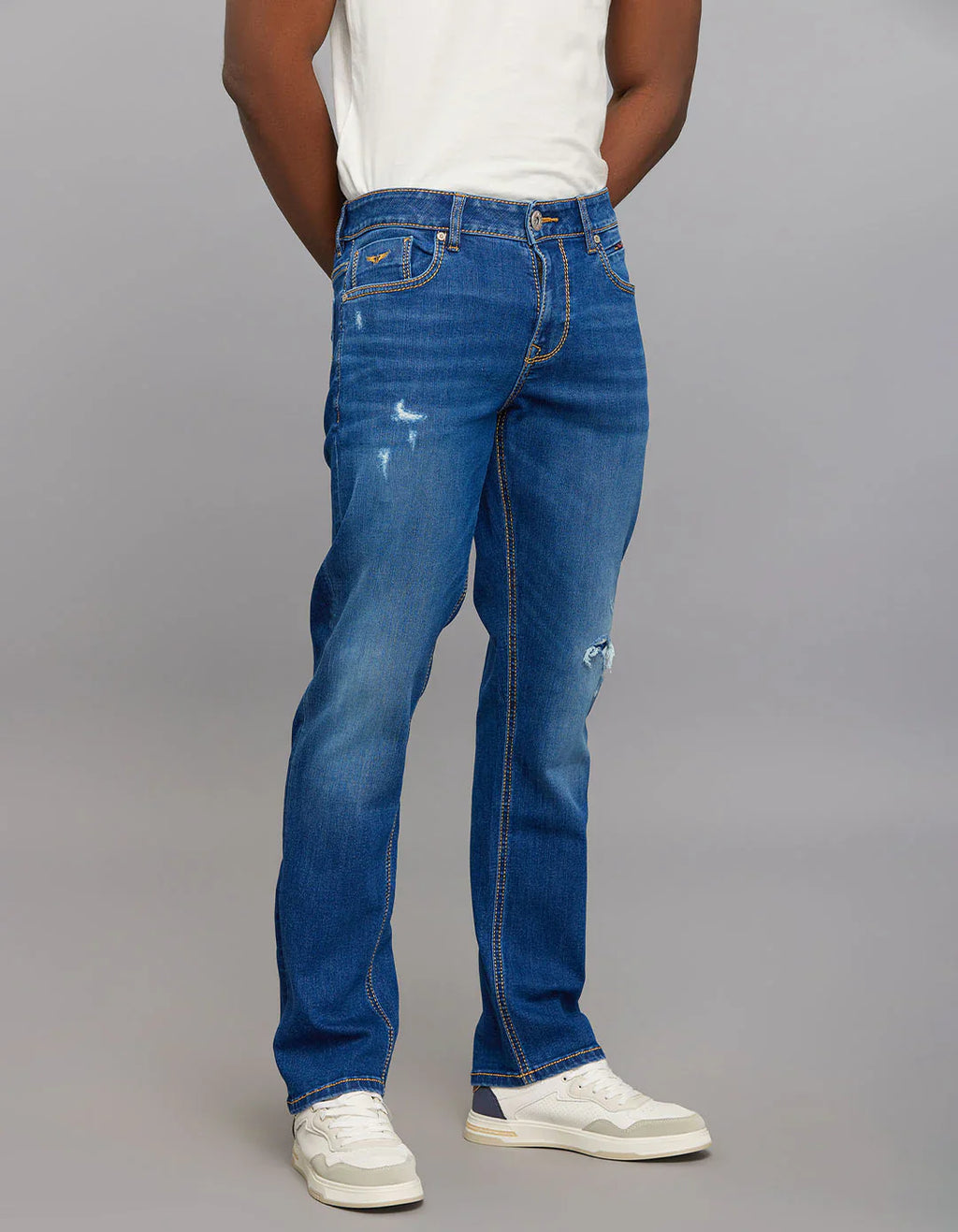 Rookies Mid-Rise Straight Comfort Stretch Jeans - Medium Blue RJ6382 | Denim pant | Shirtology Bangladesh