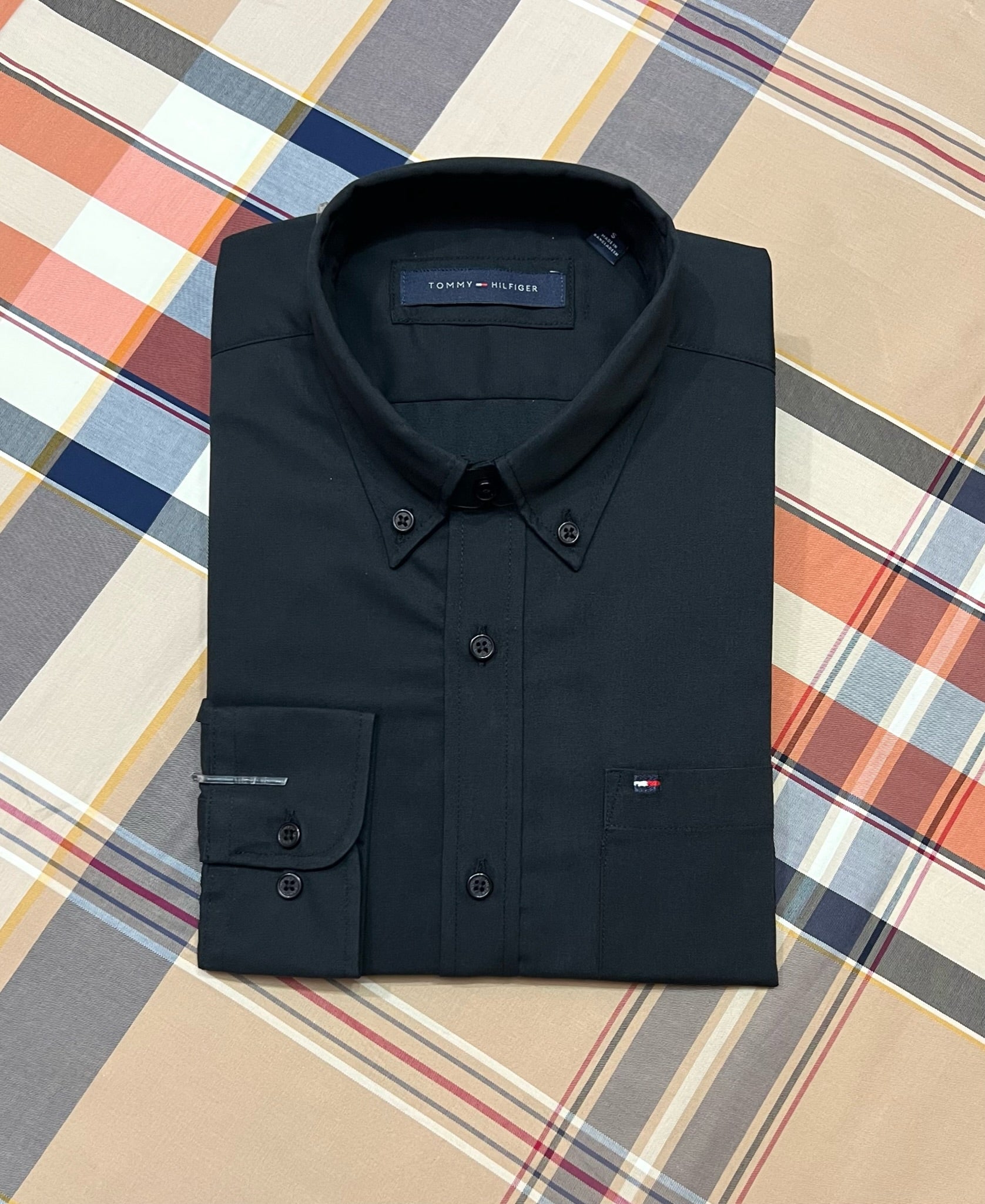 TMS Signature Solid Cotton Shirt Black pocket | Solid Shirt | Shirtology Bangladesh