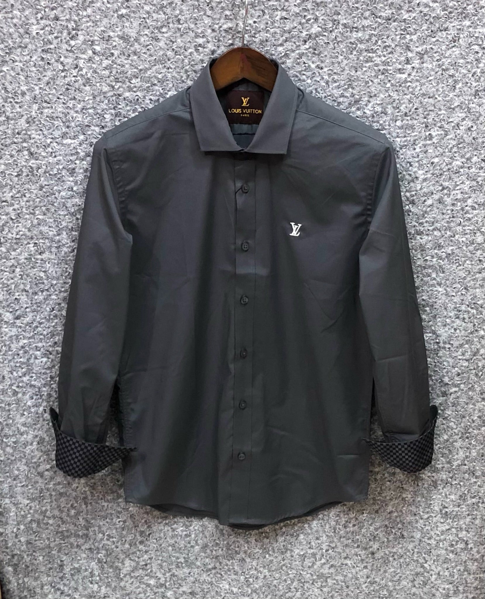 Luxury Solid Shirt LVS Formal Collar Charcaol | Shirtology Bangladesh
