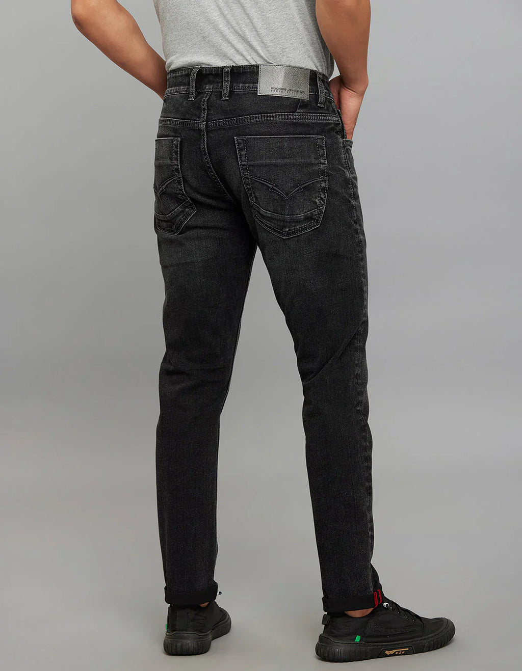 CHARCOAL 5 POCKET LOW-RISE TAPERED ANKLE LENGTH STRETCH JEANS RJ6281 - CHARCOAL