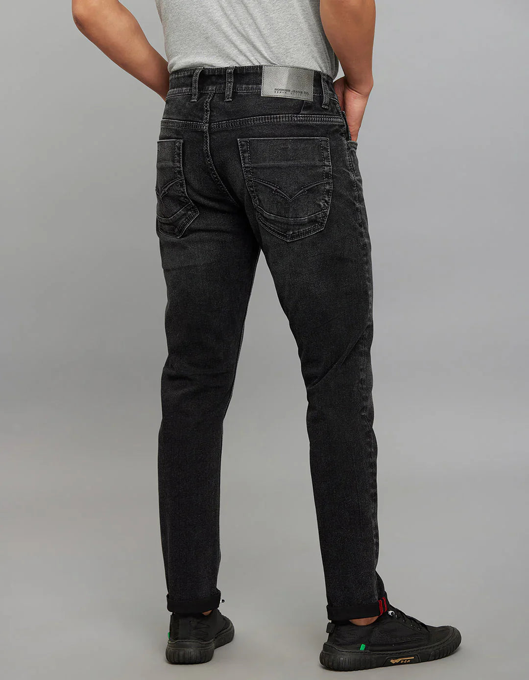 CHARCOAL 5 POCKET LOW-RISE TAPERED ANKLE LENGTH STRETCH JEANS RJ6281 - CHARCOAL