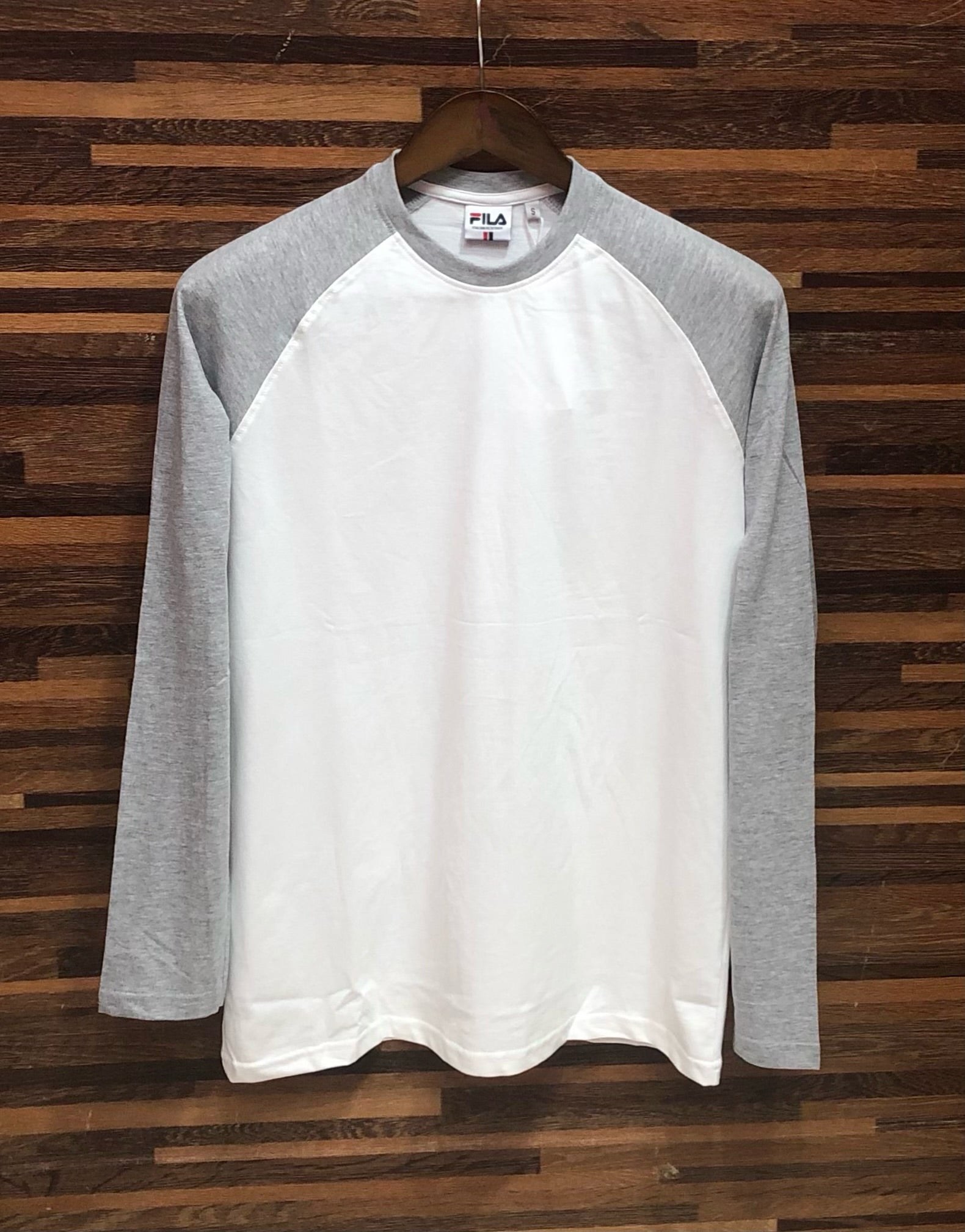 Premium Raglan Full-Sleeve T-Shirt FlLA White & Grey
