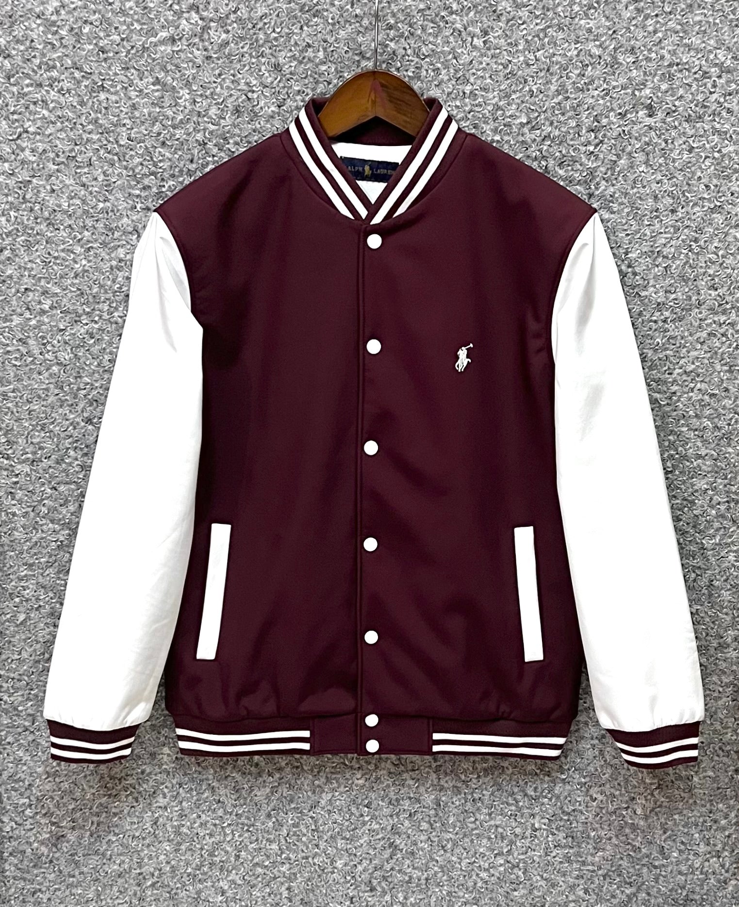 Classic Varsity Jacket with Luxury Finish Maroon