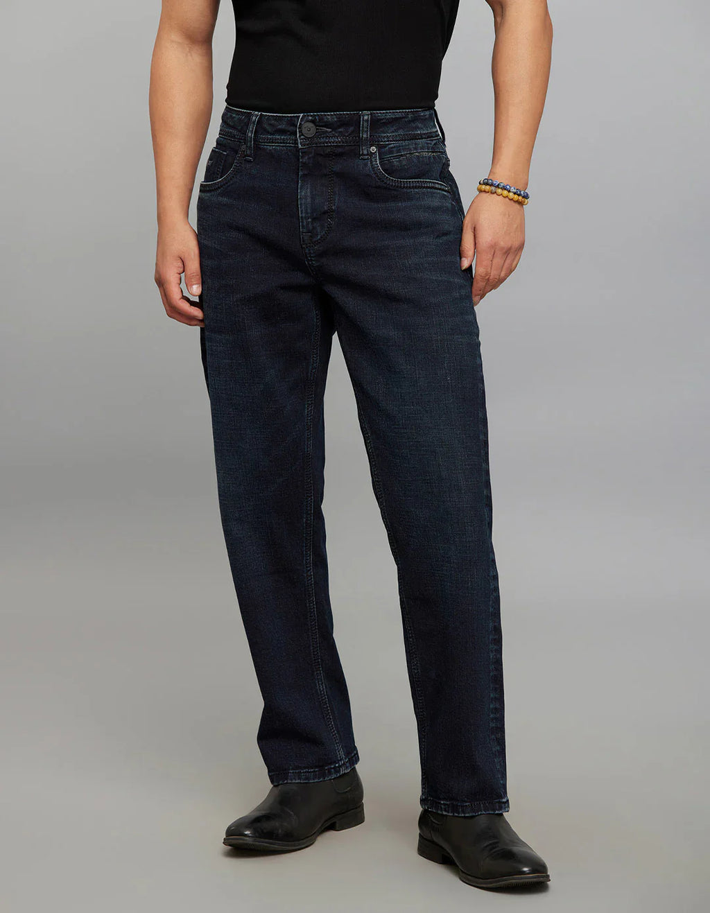 Dark Blue 5 Pocket Midrise, Comfort and Straight Fit Stretch Jeans RJ6335 | Denim pant | Shirtology Bangladesh