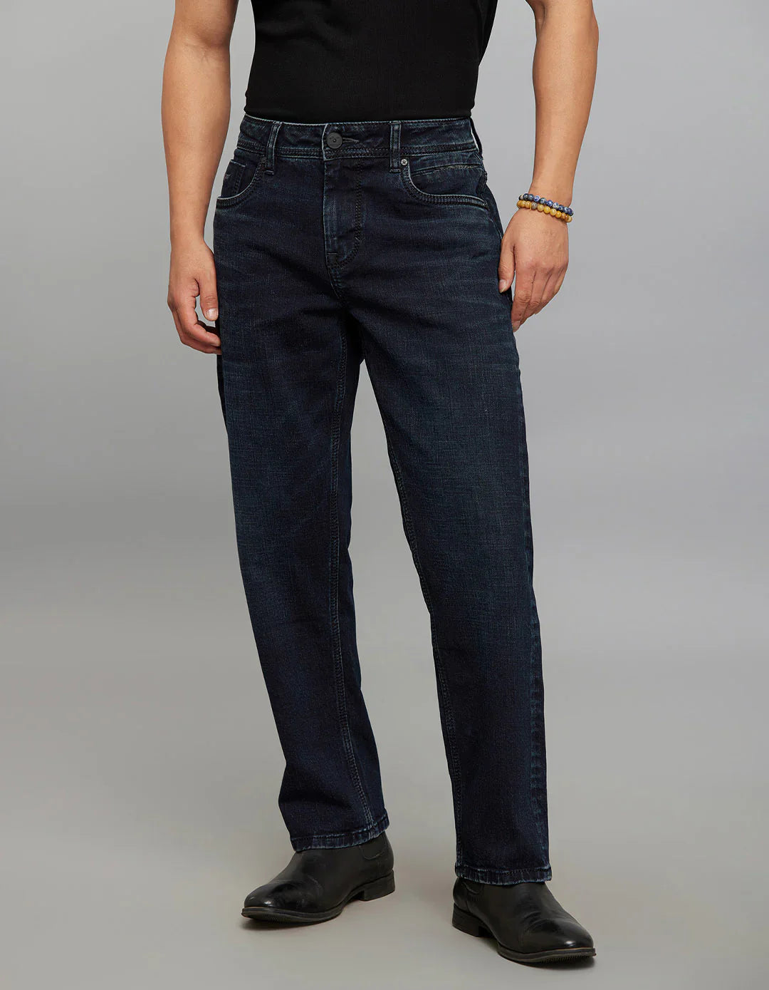 Dark Blue 5 Pocket Midrise, Comfort and Straight Fit Stretch Jeans RJ6335 | Denim pant | Shirtology Bangladesh