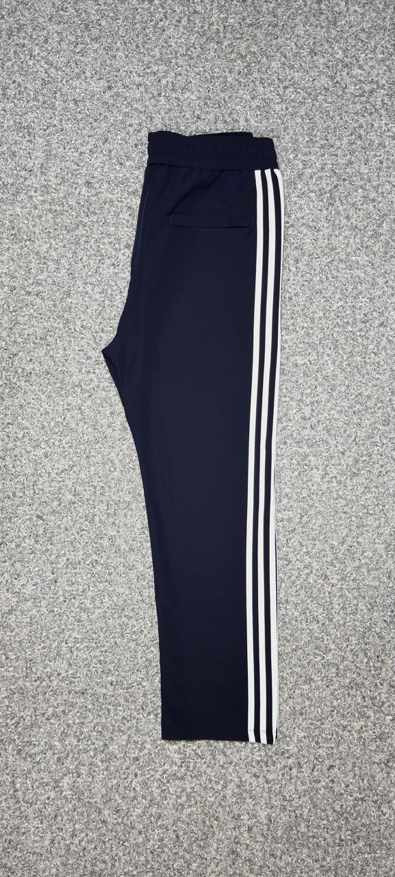 Premium Side-Stripe Baggy Track Pants Nevy&white