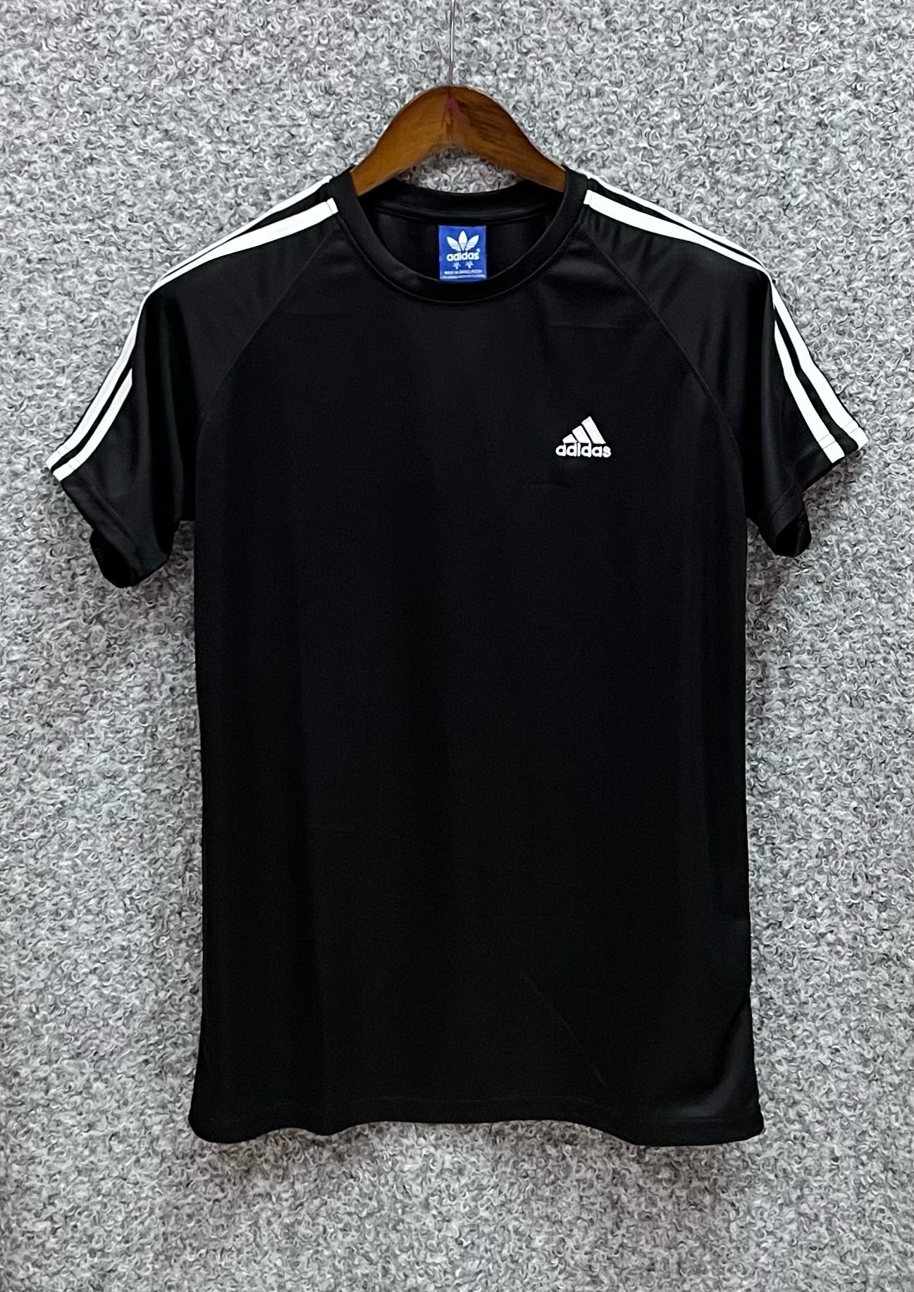 premium shoulder three stripe performance jersey tshirt ADSJ Black