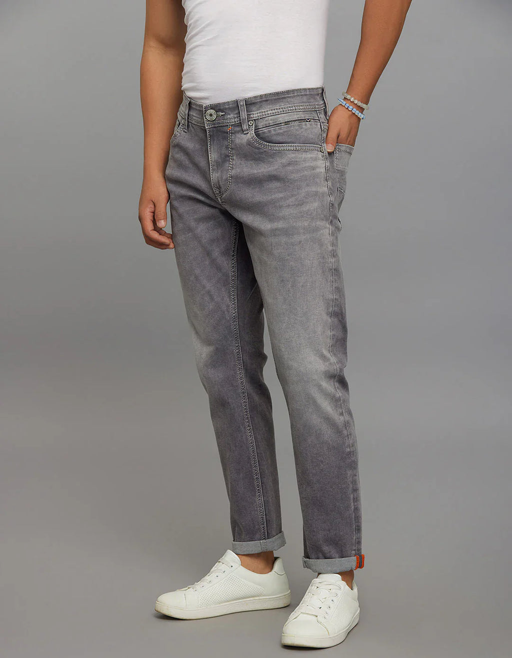 Grey 5 Pocket Low-Rise Ankle Length Stretch Jeans RJ6279 | Denim pant | Shirtology Bangladesh