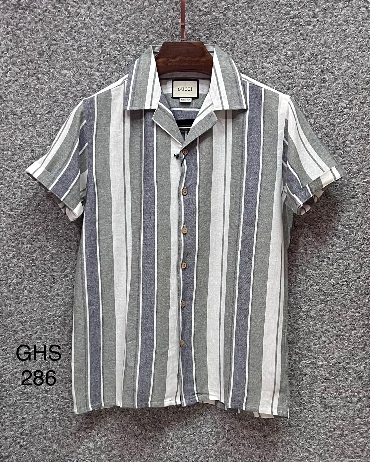 Premium Classic Cuban Collar Stripe Shirt GCST 286