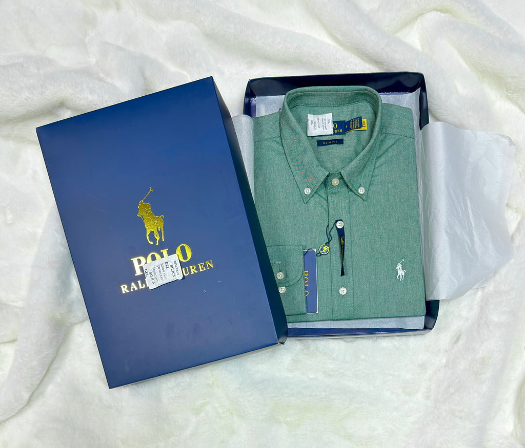 Premium Solid Logo Oxford Cotton Shirt RLS C-Green 150