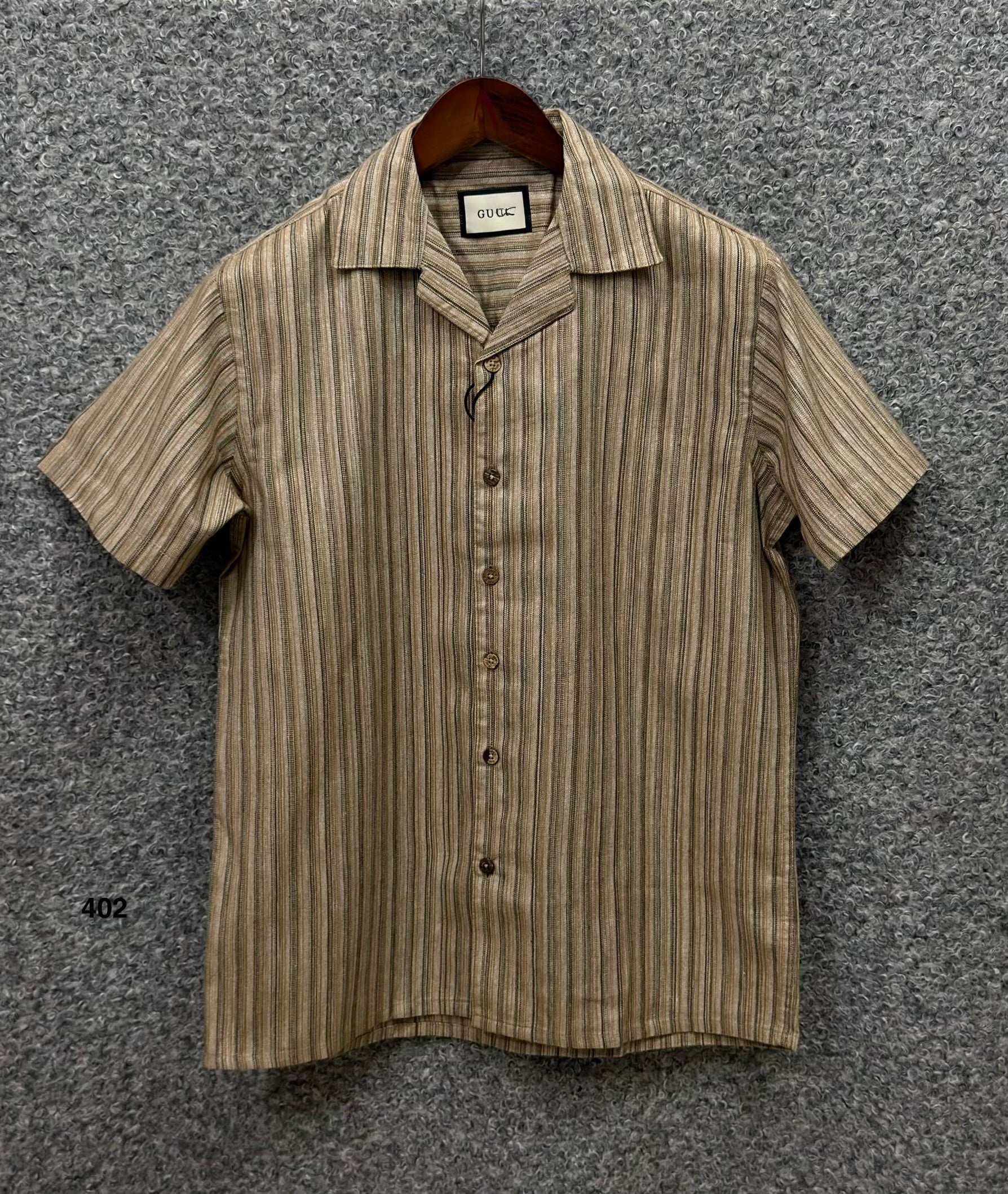 Premium Classic Cuban Collar Stripe Shirt GCST 402