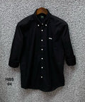 Premium Solid Oxford Cotton Shirt HBS 04 Black