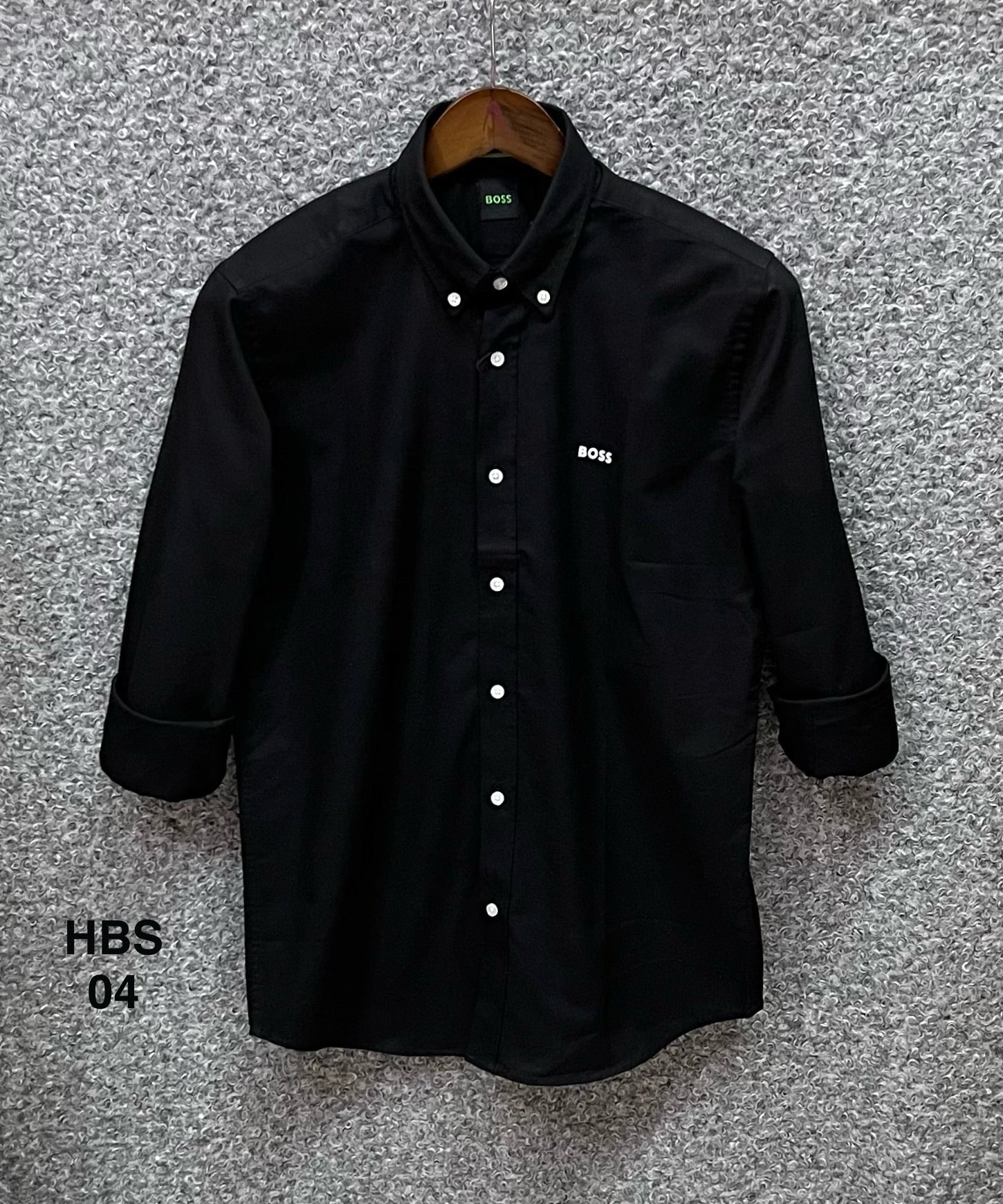 Premium Solid Oxford Cotton Shirt HBS 04 Black
