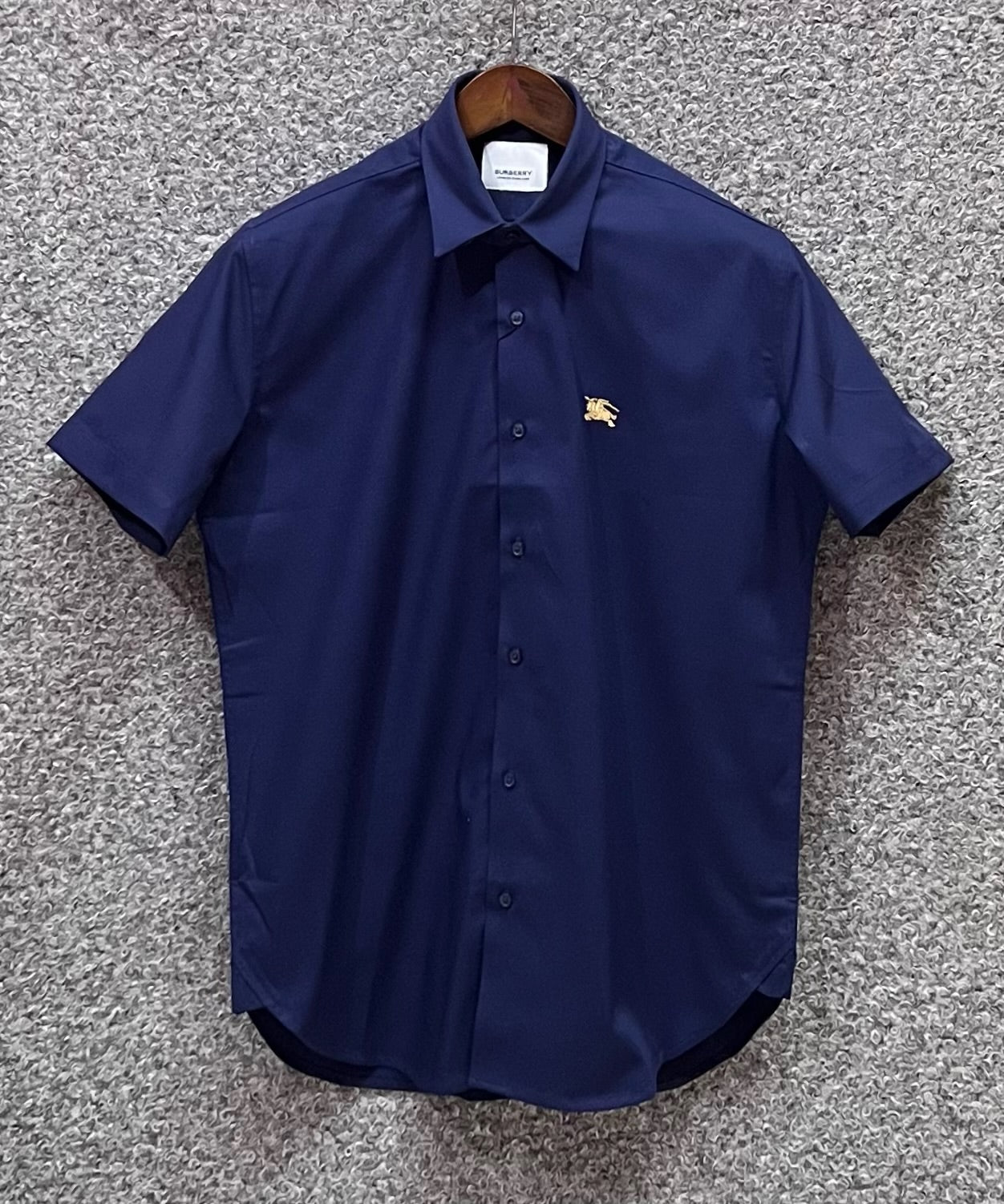 Premium Half Sleeve Solid Shirt BRSS Golden logo Navy | Short Sleeve Solid Shirt | Shirtology Bangladesh