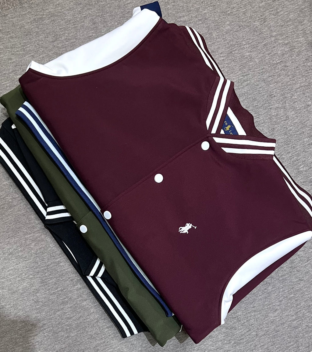 Classic Varsity Jacket with Luxury Finish Olive