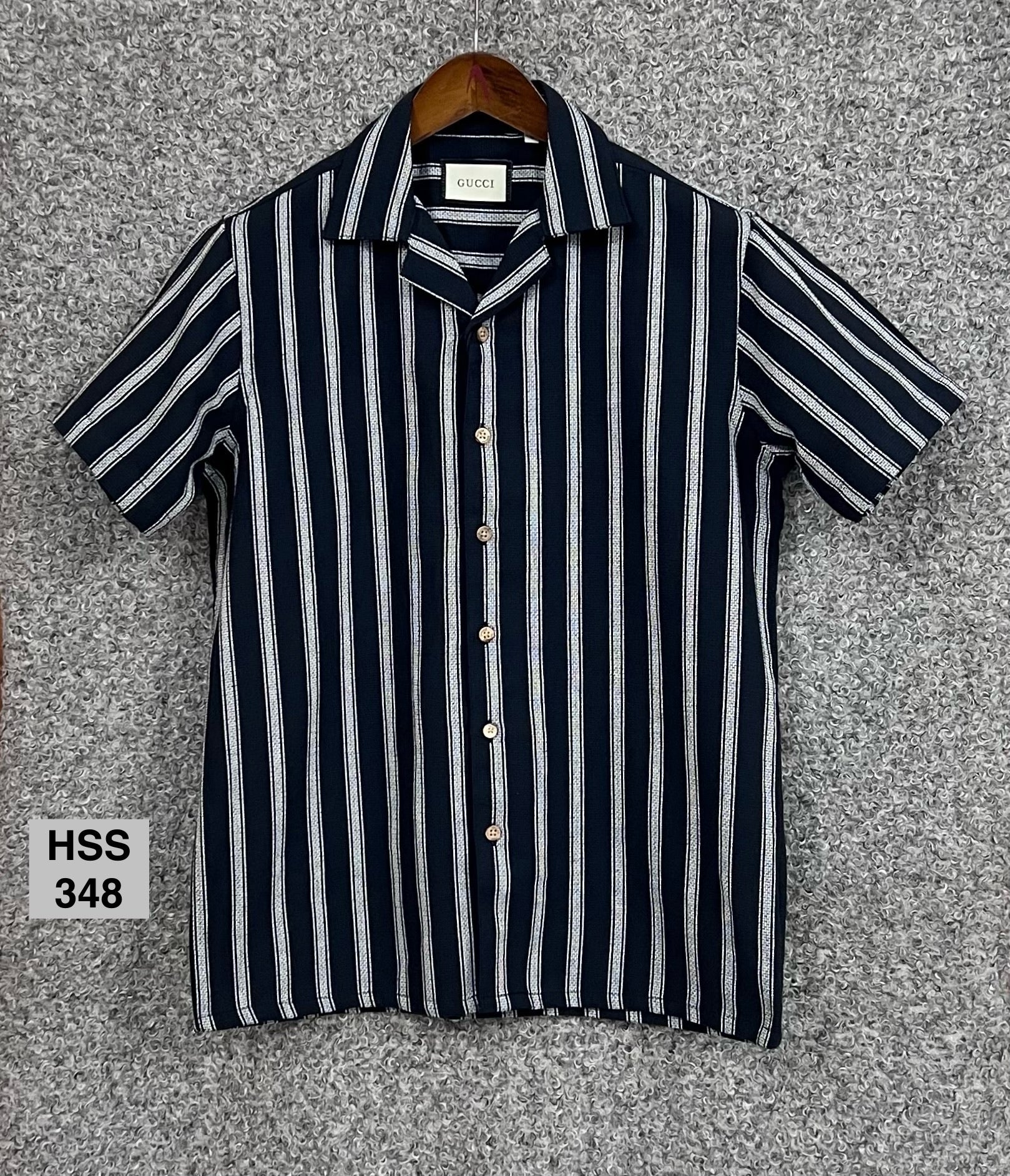Premium Cuban Collar Bamboo Stripe Shirt GCST 348