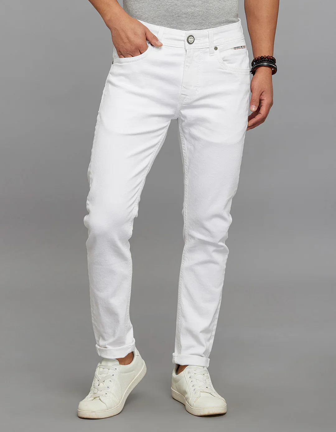 Rookies Denim Tapered Ankle-Length Stretch Jeans - White RJ6284
